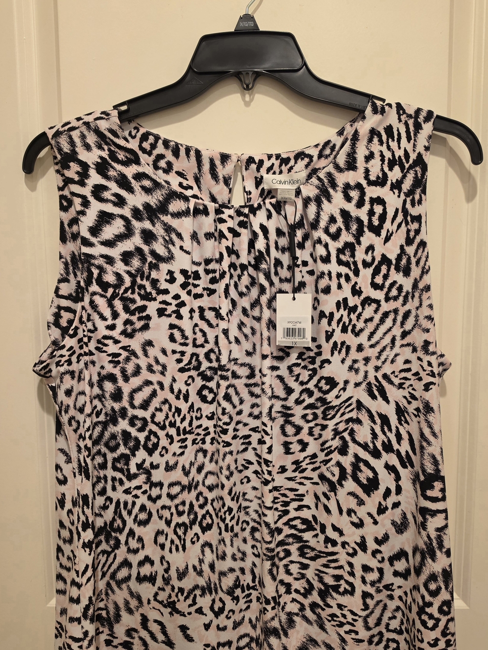 Calvin Klein Pink Leopard Print Sleeveless Blouse